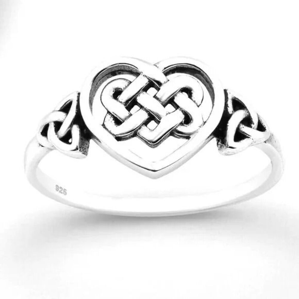 Sterling Silver Oxidized Celtic Heart Ring Size 6